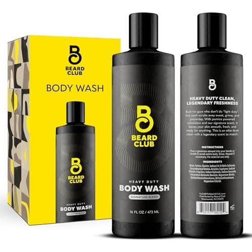 The Beard Club Mens Body Wash – Heavy Duty Shower Gel for Men with Exfoliating Clean, Rich Lather & Signature Scent  – 16 fl oz $6.01
