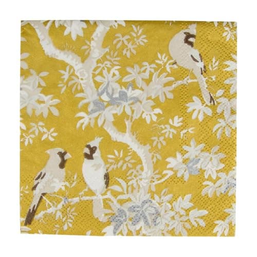Caspari Scenic Songbirds Gold ...ktail Napkins - 20 Per Package
