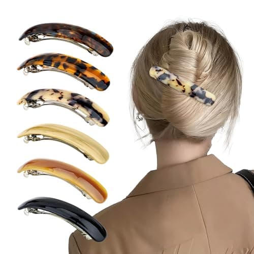 Hotalisona Hair Barrettes Clips for Women Large French Tortoise Shell Hair Barrettes Clips Accessories for Women Girls 6 Pcs