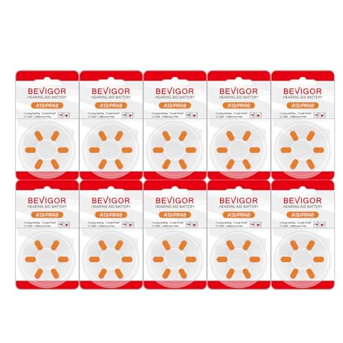 Bevigor Size 13 Hearing Aid Batteries 60-Pack for $9 + free shipping w/ Prime