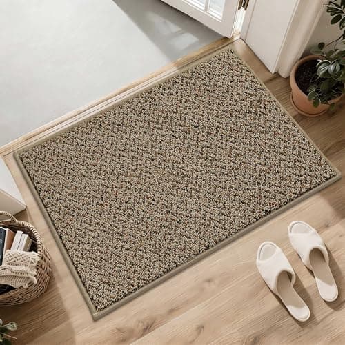 COSY HOMEER Door Mat 17" x 30" Non Slip Absorbent Entryway Rugs Dirt Trapper Doormats Washable Entrance Mats Low Pile Welcome Floor Mat for Front Back Door and Entry Mats,Taupe(Roll Packing)