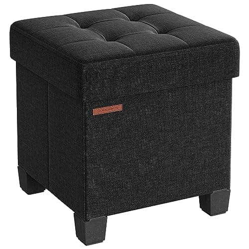 SONGMICS Storage Ottoman, Smal...om, Dorm, Ink Black ULSF014B01