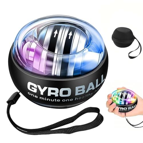 JWKPA Gyro Ball Hand Exerciser,Wrist Trainer Ball Hand Torque Ball,Portable Forearm Exerciser, Auto-Start Colorful Lighting,Designed for Fitness Enthusiasts and Office Workers(Black)