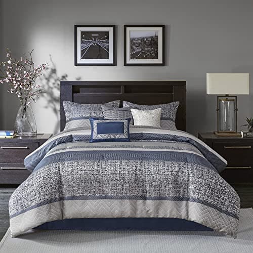 Madison Park Luxury Comforter ...apsody, Geometric Navy 7 Piece