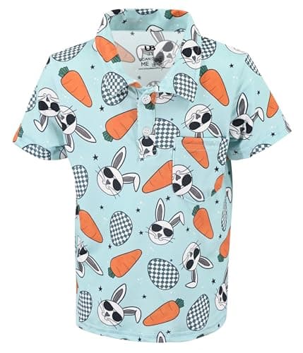 Unique Baby Boys Easter Polo Shirt for Toddler and Kids Outfit (6Y, Cool Bunny)