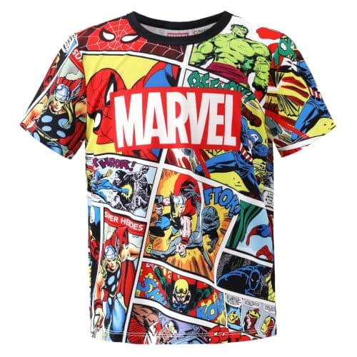 Disney Marvel Shirt Toddler Boys Athletic Graphic T-Shirts UV UPF Sun Protection Short-Sleeve Tees Sports Quick Dry Tops Kids Clothes Avengers Spider-Man Hulk Superhero Comic 4-5T