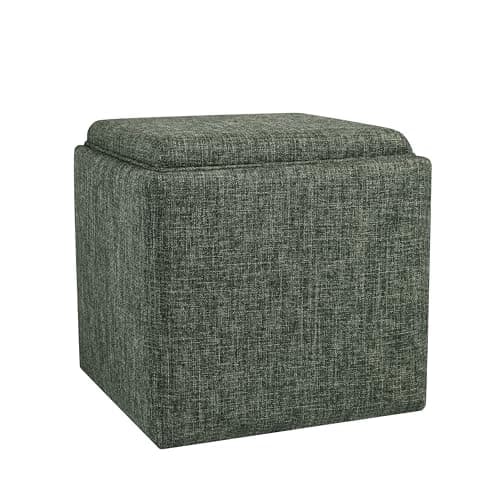 HomePop Home Decor Storage Ott...& Bedroom, Green Clover Fabric