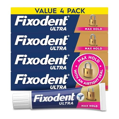 Fixodent Ultra Max Hold Secure...ure Wearers, 2.2oz (Pack of 4)