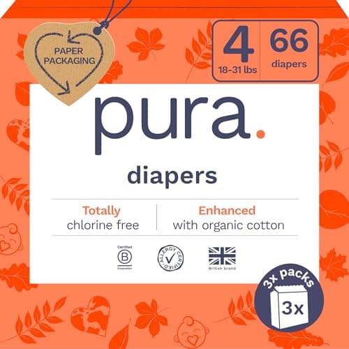 Pura Size 4 Eco-Friendly Diape...ng, 3 Packs of 22 (66 Diapers)