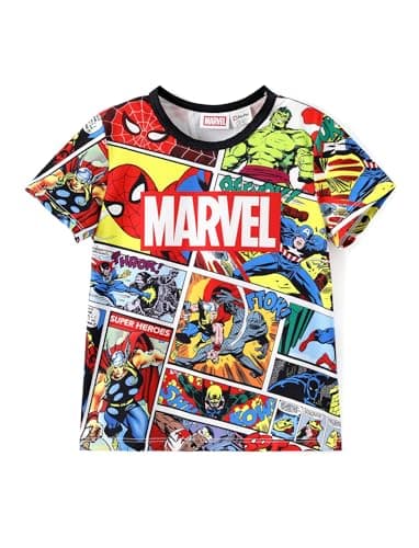 Disney Marvel Shirt Toddler Boys Athletic Graphic T-Shirts UV UPF Sun Protection Short-Sleeve Tees Sports Quick Dry Tops Kids Clothes Avengers Spider-Man Hulk Superhero Comic 4-5T