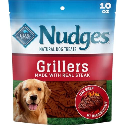 Blue Buffalo Nudges Steak Grillers Natural Dog Treats, Meaty Dog Snacks, Healthy Reward or Training Treat, Made in the USA with Real Beef, No Artificial Preservatives, 10 oz.