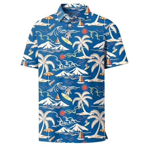 Rioofinx Boys Polo Shirt Hawaiian Golf Polos Shirts Performance Dry Fit Collared Shirt Aloha Printed Clothes CLZ01 7-8T