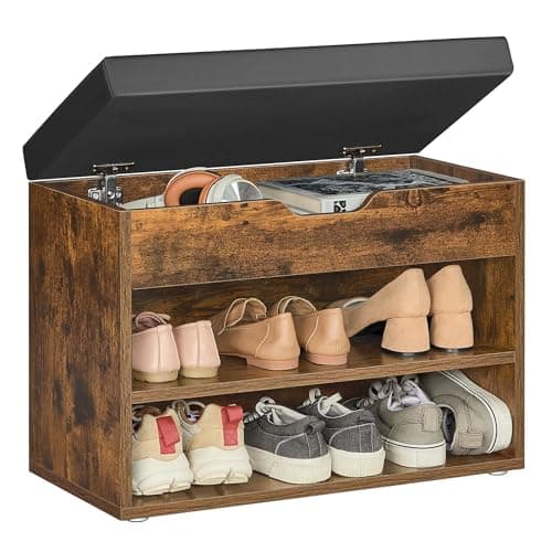 VASAGLE Shoe Bench with Cushio... Room, Rustic Brown ULHS020K03