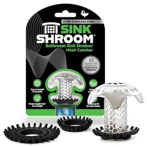 SinkShroom Ultra Stainless Steel Bathroom Sink Strainer + Hair Catcher $7