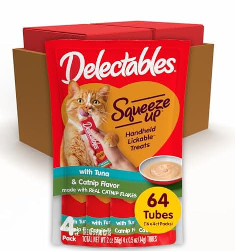 64-Pk 0.5-Oz Delectables Squeeze Up Tuna Lickable Cat Treats w/ Catnip $24.65 w/ S&S