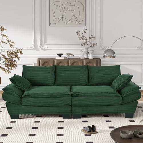 Merax 85.4" Modern Curved Cord...Bedroom, Apartment, Dark Green