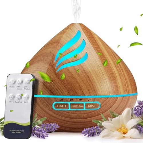 𝟔𝟖%𝐨𝐟𝐟 Essential Oil Scent Diffuser: 500ML Aroma Diffuser for Home Bedroom - 14 Colors LED, Remote Control, Ultra-Quiet Cool Mist Scent Diffuser with Timer for Family - Camel