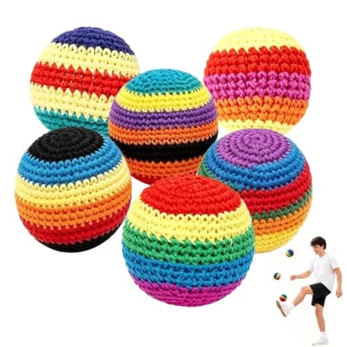 TICHA 6-Pack Hacky Footbag Sack Set – Soft Kick Sack Balls for Adults & Beginners – Durable Juggling & Outdoor Game – Portable Fun for Beach, Camping, Backyard & Summer Party
