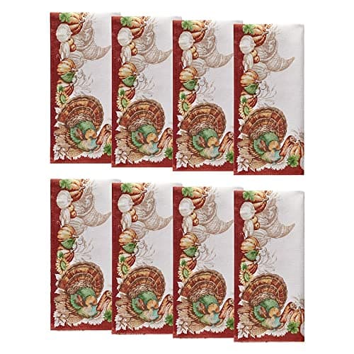 Elrene Home Fashions Holiday T...h Napkins, 17" x 17", Set of 8