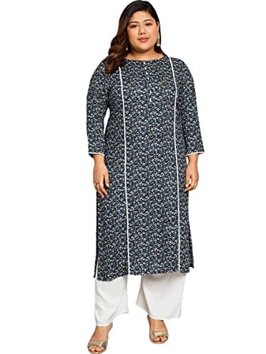 Tissu Women's Plus Size Multicolor Printed Kurta with Palazzo (T-Plus-655_Multi_8XL)