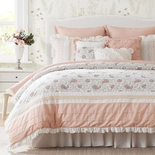 Madison Park Dawn 100% Cotton ... King(104"x92"), Blush 9 Piece