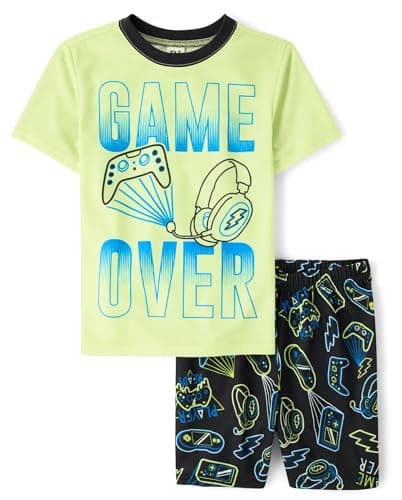 The Children's Place,Boys,Sleeve Top and Shorts,2 Piece Pajama Set,Game Over,Large