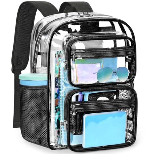 ZORFIN Heavy-Duty Clear Backpack for School and Work, Large Transparent Bag with Reinforced Straps