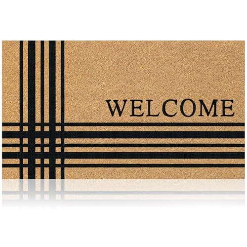 AMARU DOOR MATS - Coir Welcome Mat, Non-Slip, Welcome 5, 17 x 29 in