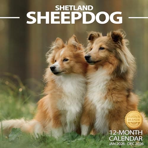 2026 Wall Calendar Shetland Sheepdog Planner Calendar, Hangable Monthly Dogs Wall Calendar with Large Blocks for Organizing & Planning, Academic Schedule, Home, Office & family, Thick & Sturdy Paper (12"x24" Open)