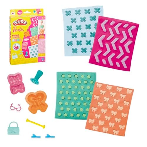 Play-Doh Barbie Pearls and Bows Accessory Pack, 4 Refill Pattern Sheets of Modeling Compound, 8 Fashion Accessories, Kids Arts and Crafts for Ages 5+