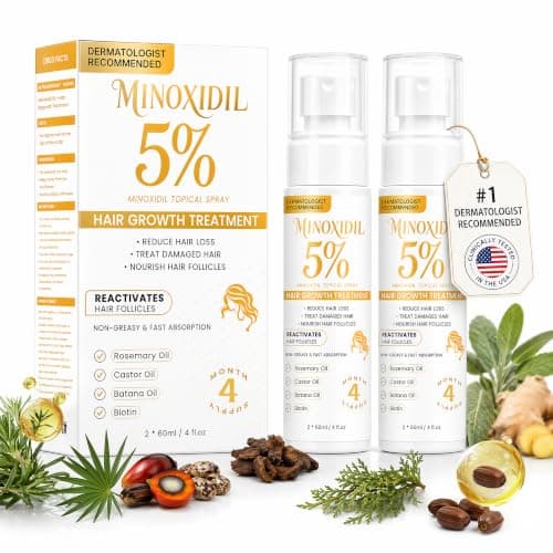 5% Minoxidil Spray, Minoxidil Hair Regrowth Spray for Women and Men, Biotin Serum with Rosemary for Hair Loss Treatment, Stop Hair Thinning for Stronger Thicker Longer Hair