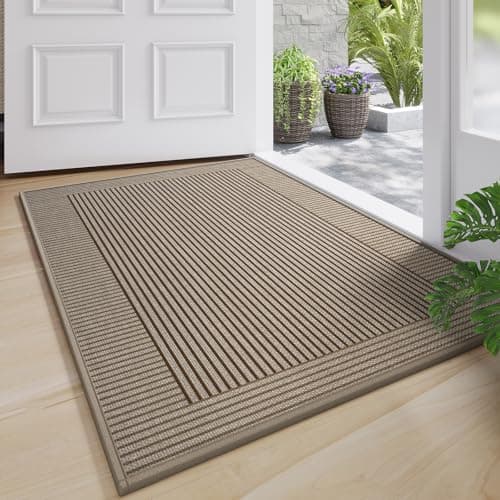 QiCaiJia Door Mat 17"x30", Thin Dirt Trapper Entryway Door Mats Non Slip Washable Doormat, Low-Profile Welcome Mat for Inside Front Backdoor and Entrance