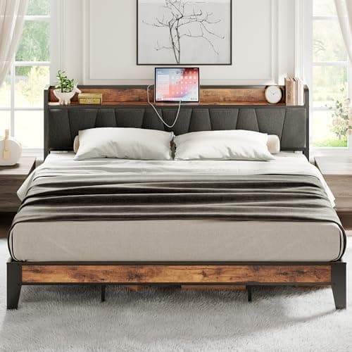 LIKIMIO King Size Bed Frame, S...x Spring Needed, Easy Assembly