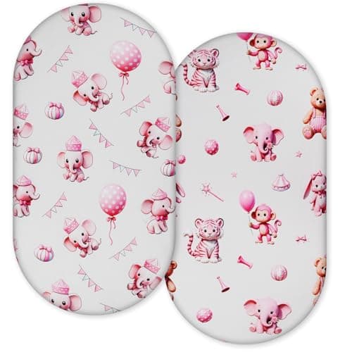 Ultra-Soft 2-Pack Stretchy Bassinet Sheets - Universal Fit for Halo Bassinest, Graco, Chicco & Most Bassinets (Rectangle/Oval/Hourglass) | Safe Snug Fit for Girls & Boys, Unisex Cradle Mattress Covers