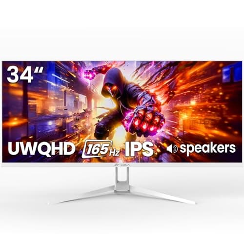 CRUA 34'' White Gaming Monitor, 165HZ/144HZ, WQHD(3440x1440P) IPS UltraWide Screen $149.79