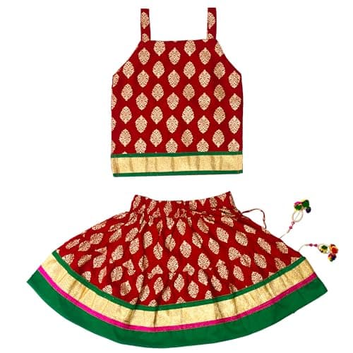 Chandrakala Kids Lehenga Choli Set for Girls Red,1.5-3 Years (KL118RED3)