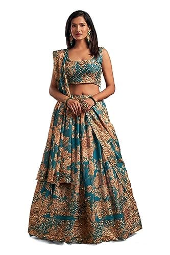 Chitram Women's Ready to Wear Indian Lehenga Choli Set | Embroidered Bridal Wedding Outfit with Dupatta | Traditional Ethnic Wear for Party & Festival