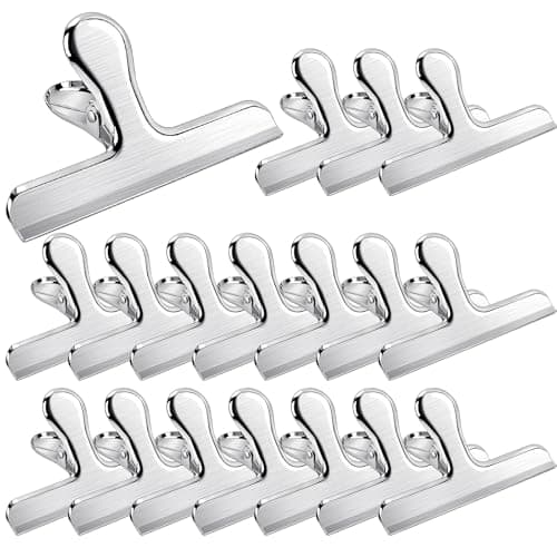 14 Pack Chip Clips 4.72'' Metal Bag Clips Stainless Steel Chip Clip Heavy Duty Food Clip Snack Bag Sealing for Kitchen, Office Storage, Food Packages, Home Organization (Silver)