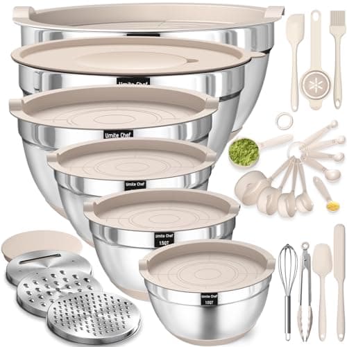 26-Pc Stainless Steel Mixing Bowl Set w/ Airtight Lids & Grater Attachments $34