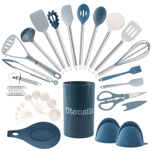 COOK WITH COLOR Silicone Cooki... Set, 38 Piece, Blue and White
