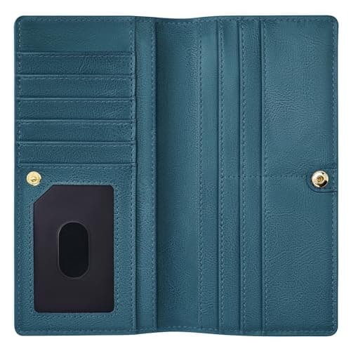 Airkit Slim Women's Wallet, Thin RFID Blocking Wallet for Ladies, Minimalist Credit Card Holder with Zipper Pocket, Satin Teal