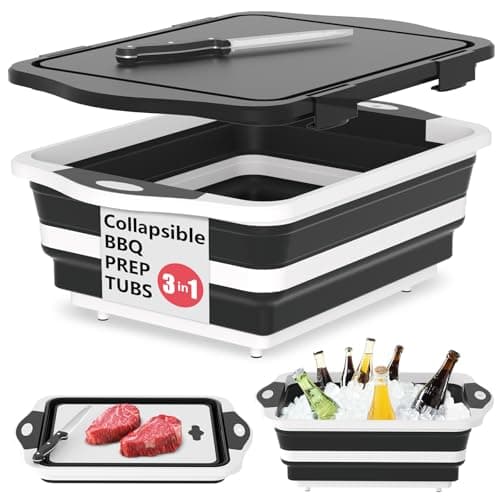 3-in-1 HI NINGER Collapsible BBQ Prep Tub w/ Lid, Colander, Cutting Board/Knife $13.75