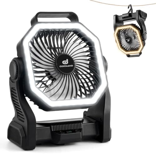 Odoland 20000mAh 4-Speed Rechargeable Camping Fan w/ 3-Color LED Light $15