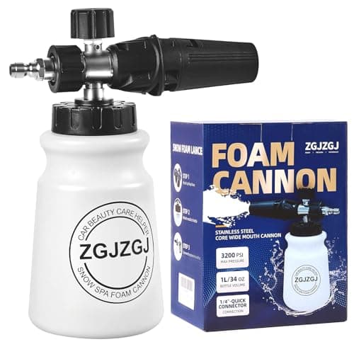 ZGJZGJ Foam Cannon for Pressure Washer - 1L Wide Mouth Car Snow Foam Cannon, 4000 PSI, Match M22 and 1/4” Quick,The Power Washer Accessories for Car Wash Cleaning, Great Gift for Car Owners