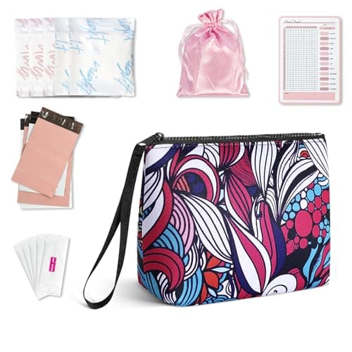 Playexen First Period Kit for Girls, Neoprene Cute Sanitary Napkin Storage Bag, Menstrual Pad Bag Tampon Holder for Purse, First Period Gifts for 9-12 (Leaf)