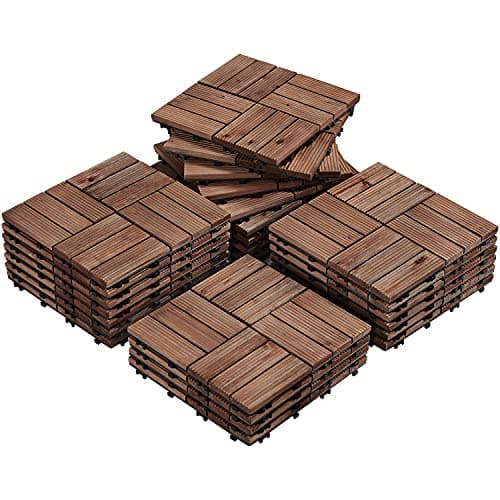 27-Piece Yaheetech 12"x12" Interlocking Wood Patio Deck Tiles (3 Colors) $58 + Free Shipping