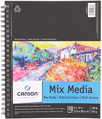 $8.00 | 30-Sheets Canson Artist Series Mixed Media Paper Wirebound Pad (9x12 inches) at Amazon