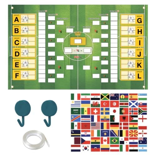2026 World Soccer Cup Schedule Poster- 39.4×23.6 Inches, Sticker & Hooks