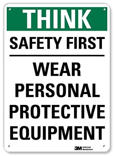 SmartSign “Think - Safety Firs..." x 14" 3M Reflective Aluminum