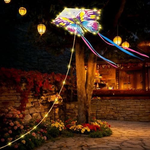 Toodour Solar Butterfly Lights Outdoor, 2.9Ft 174 LED Waterproof Kite Butterfly Garden Decor, 8 Modes Warm White Solar Garden Lights for Home Yard Patio Camping Decor - Purple & Red Butterfly